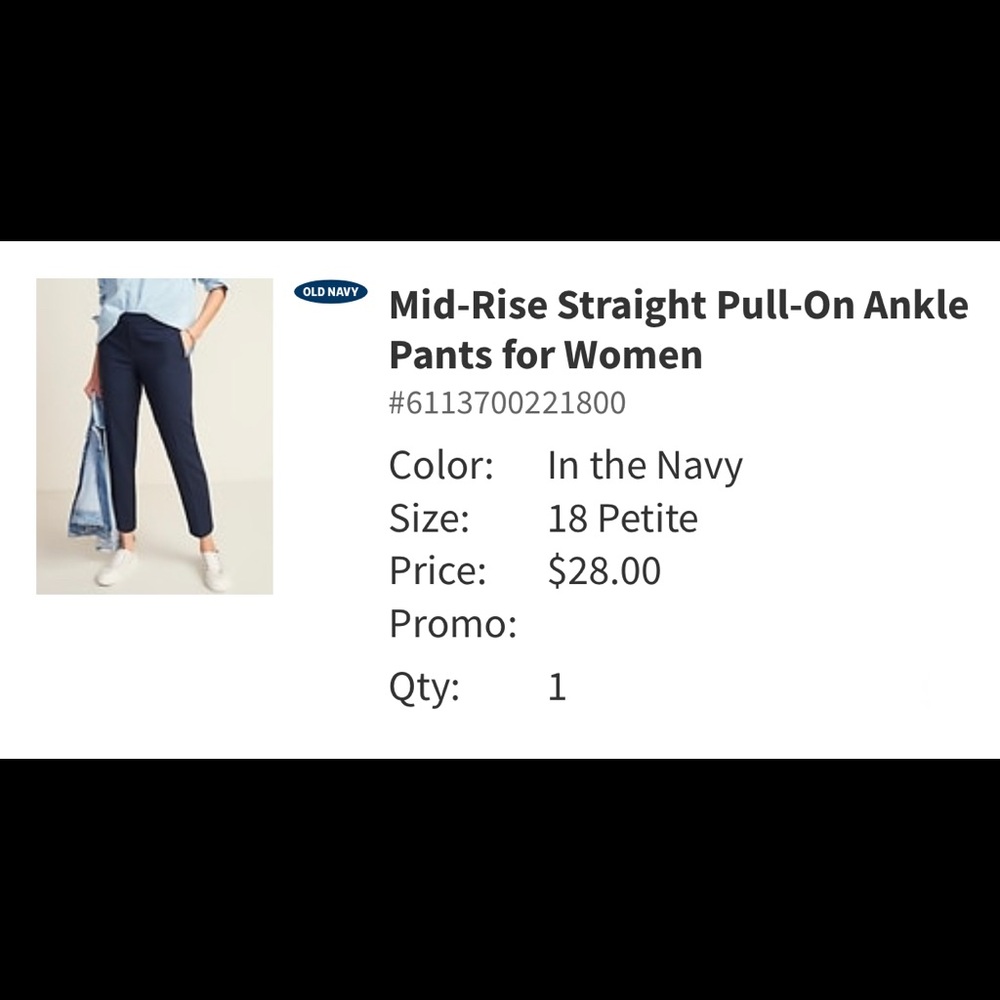 Old Navy “Straight Pull-on Ankle Pants”sz 18p-NEW!